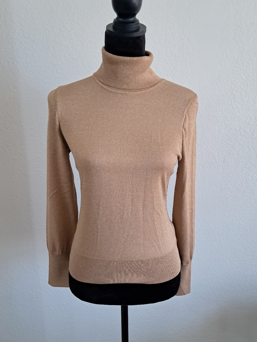 New Express Turtleneck Women's Sm Gold Shimmer Long Sleeve Casual Holiday